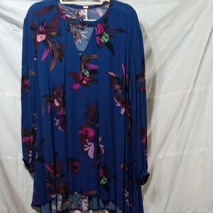 Free People Floral Blue Women's Top